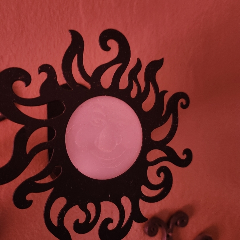 Vintage Sun Face Wall Candle Holder